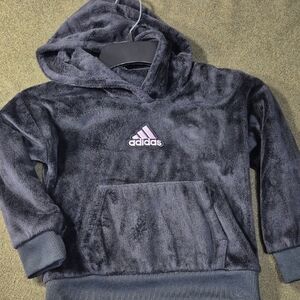 Adidas Fleece Hoodie Girls 3T Black Pullover Sweatshirt Regular Fit